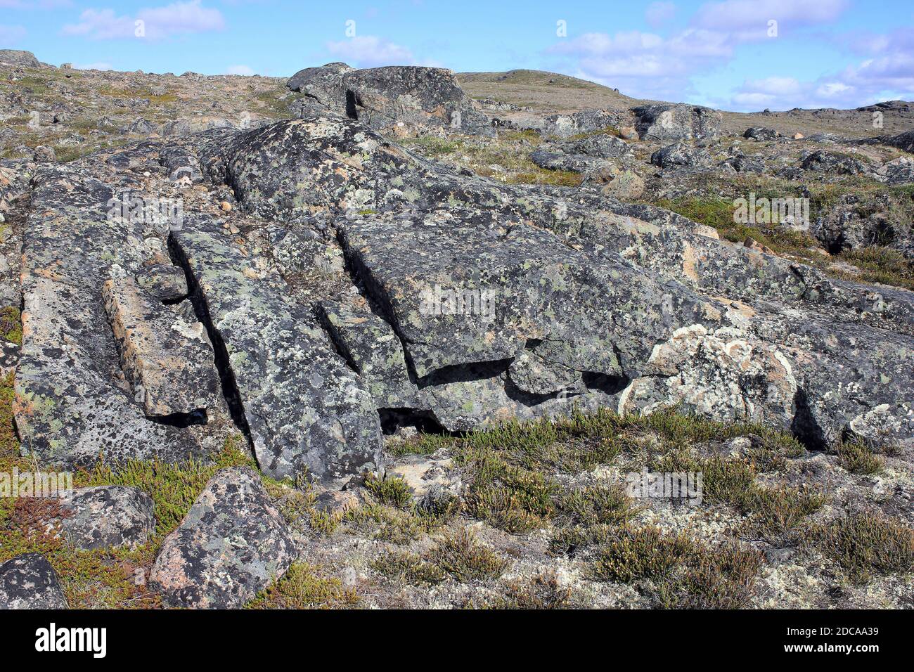 Rock Fracturing - Arctic Tundra Baffin Island Stock Photo