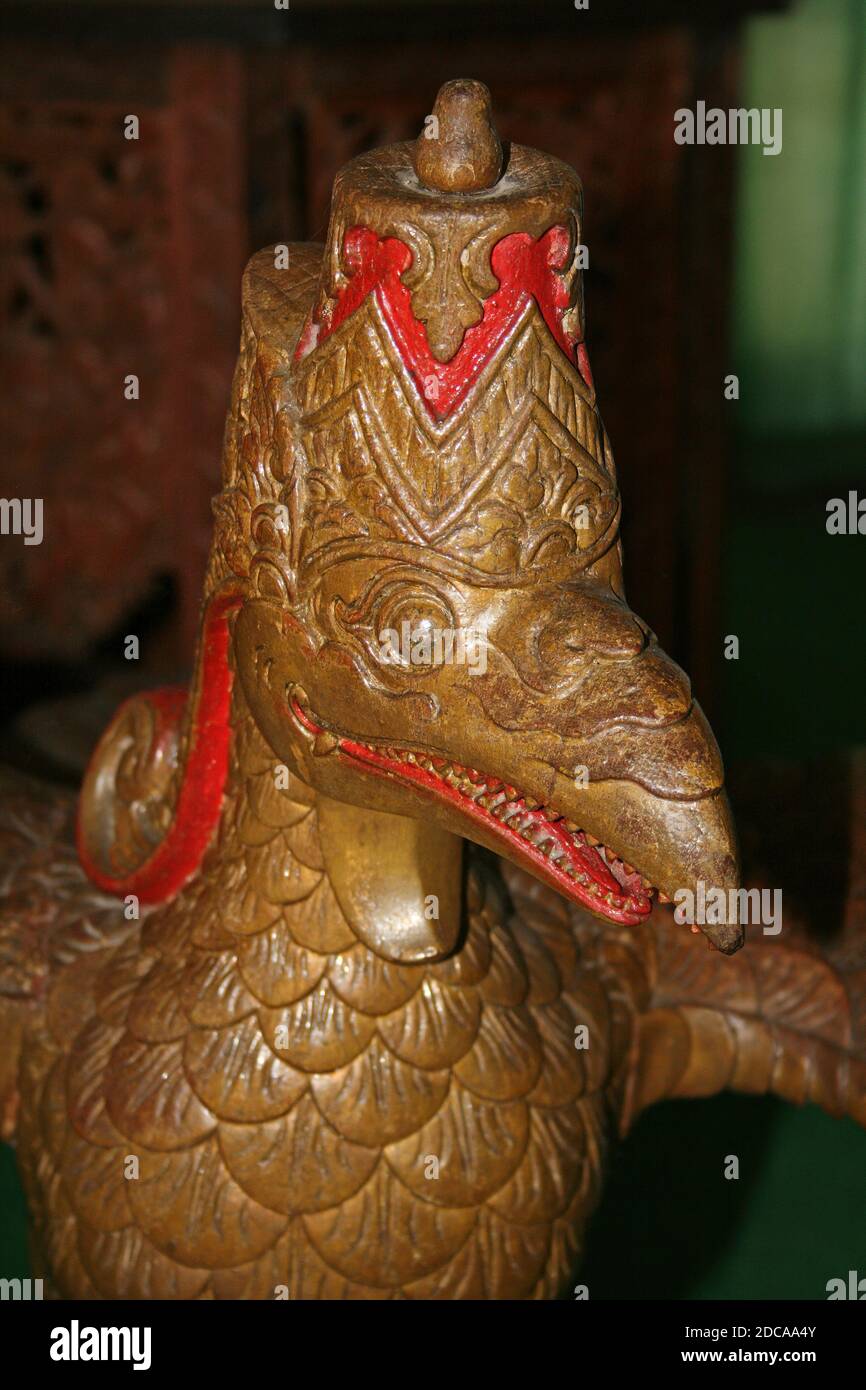 Mythological Bird Carving at Kraton Ngayogyakarta Hadiningrat a.k.a. Sultan's Palace complex, Yogyakarta, Java Stock Photo