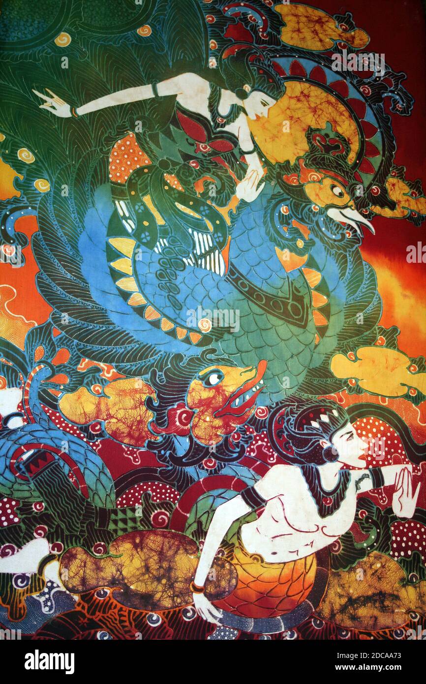 Indonesian Batik Showing Scenes From The Ramayana Stock Photo