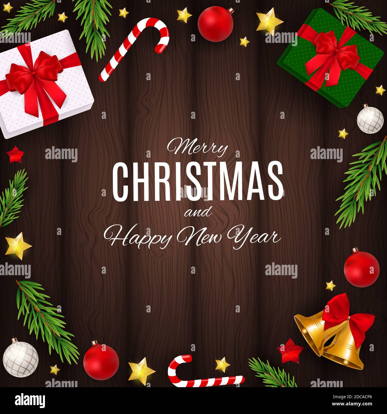 Merry Christmas and New Year Background. Illustration Stock Photo - Alamy