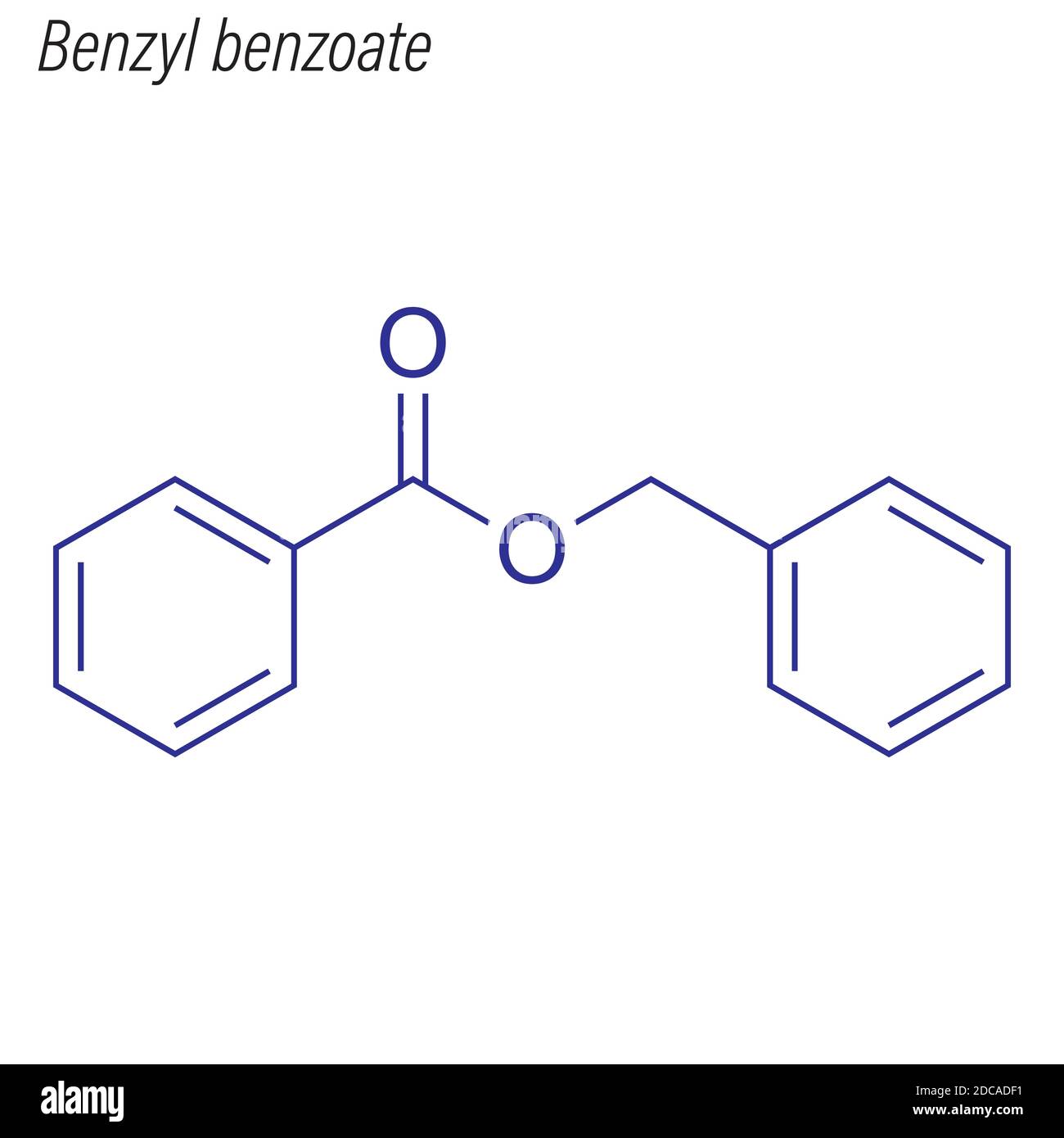 Skeletal formula of Benzyl benzoate. Drug chemical molecule. Stock Vector