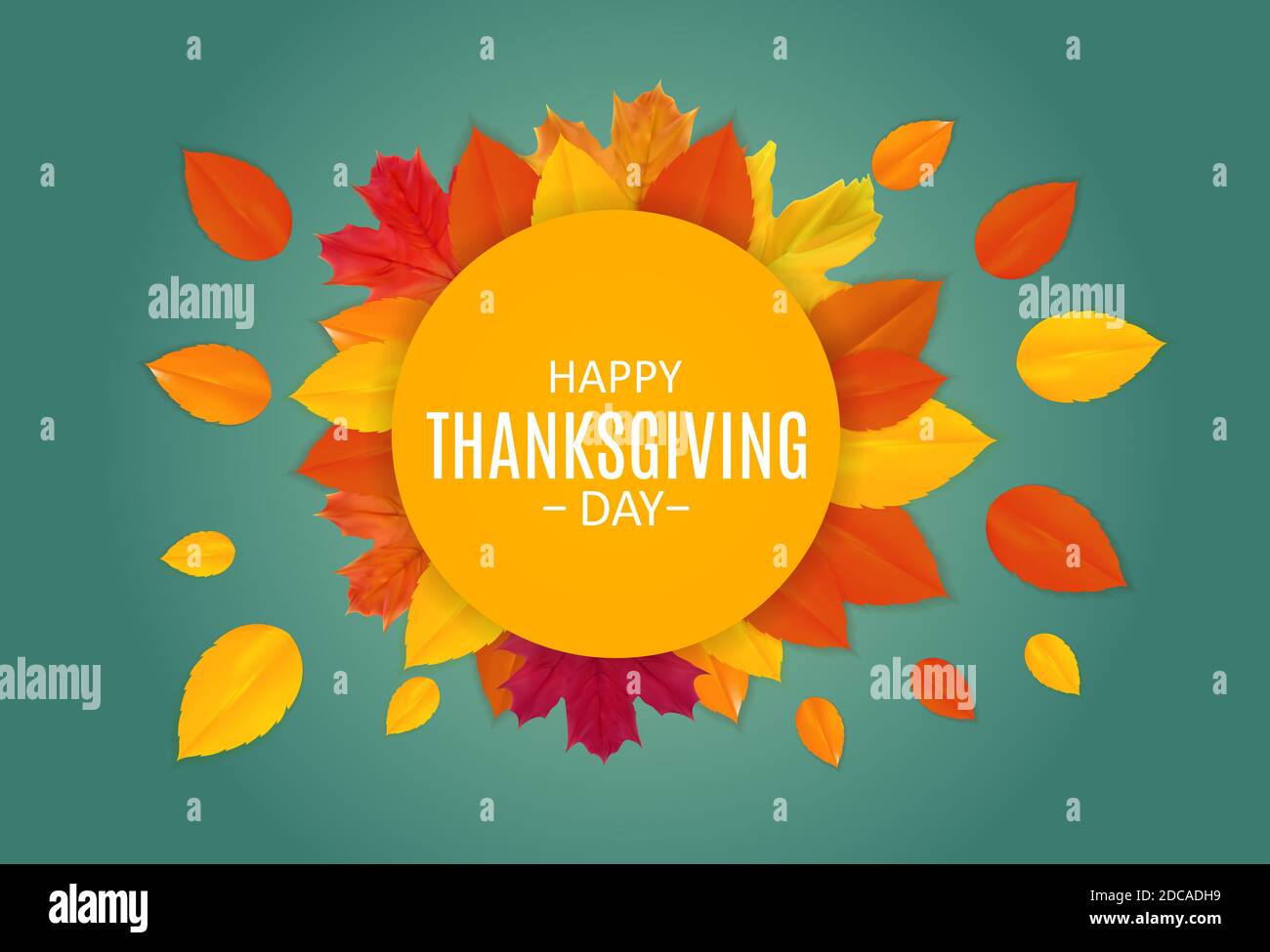 Happy Thanksgiving Day Background with Shiny Autumn Natural Leaves ...