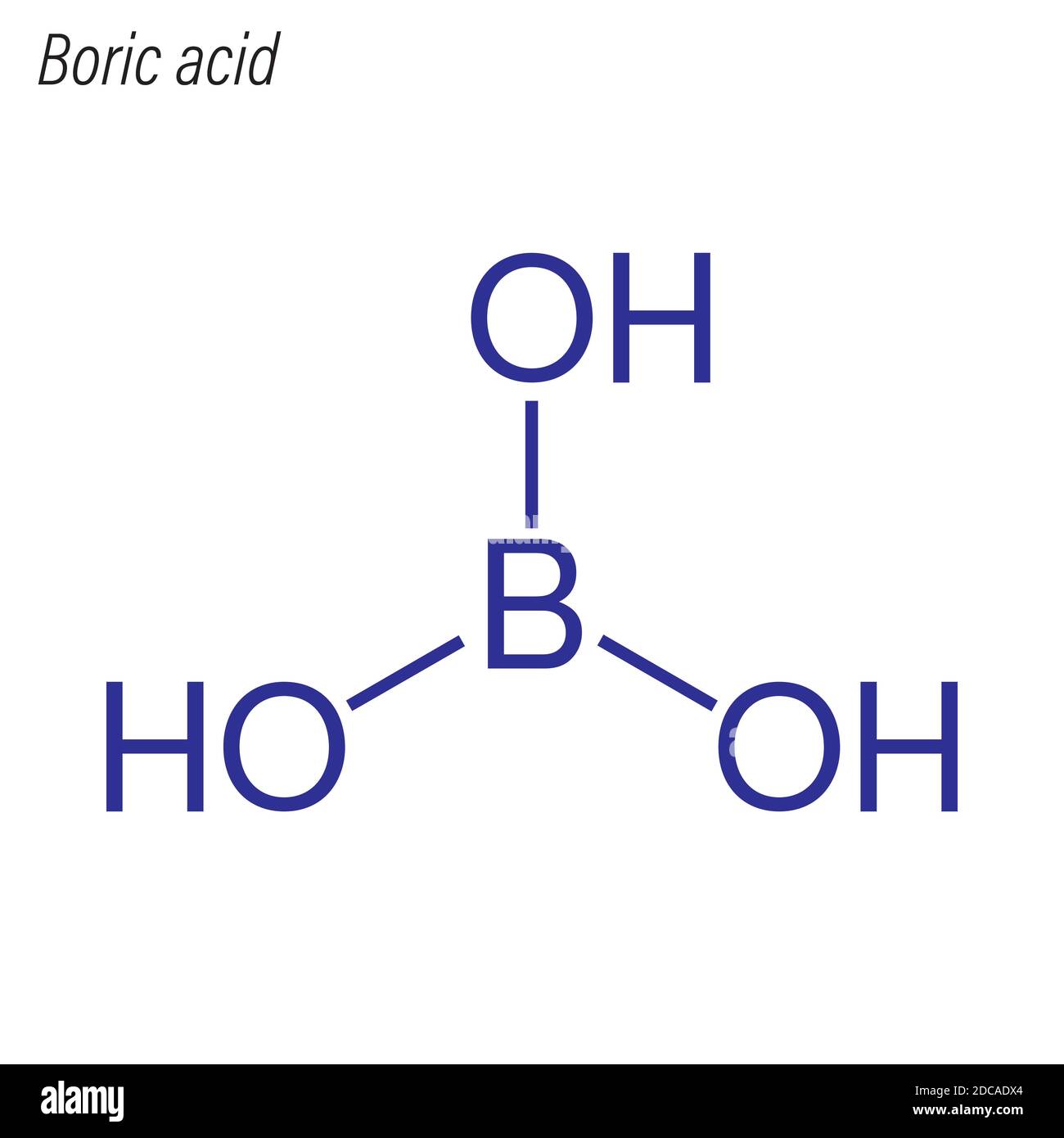 Skeletal formula of Boric acid. Antimicrobial chemical molecule. Stock Vector