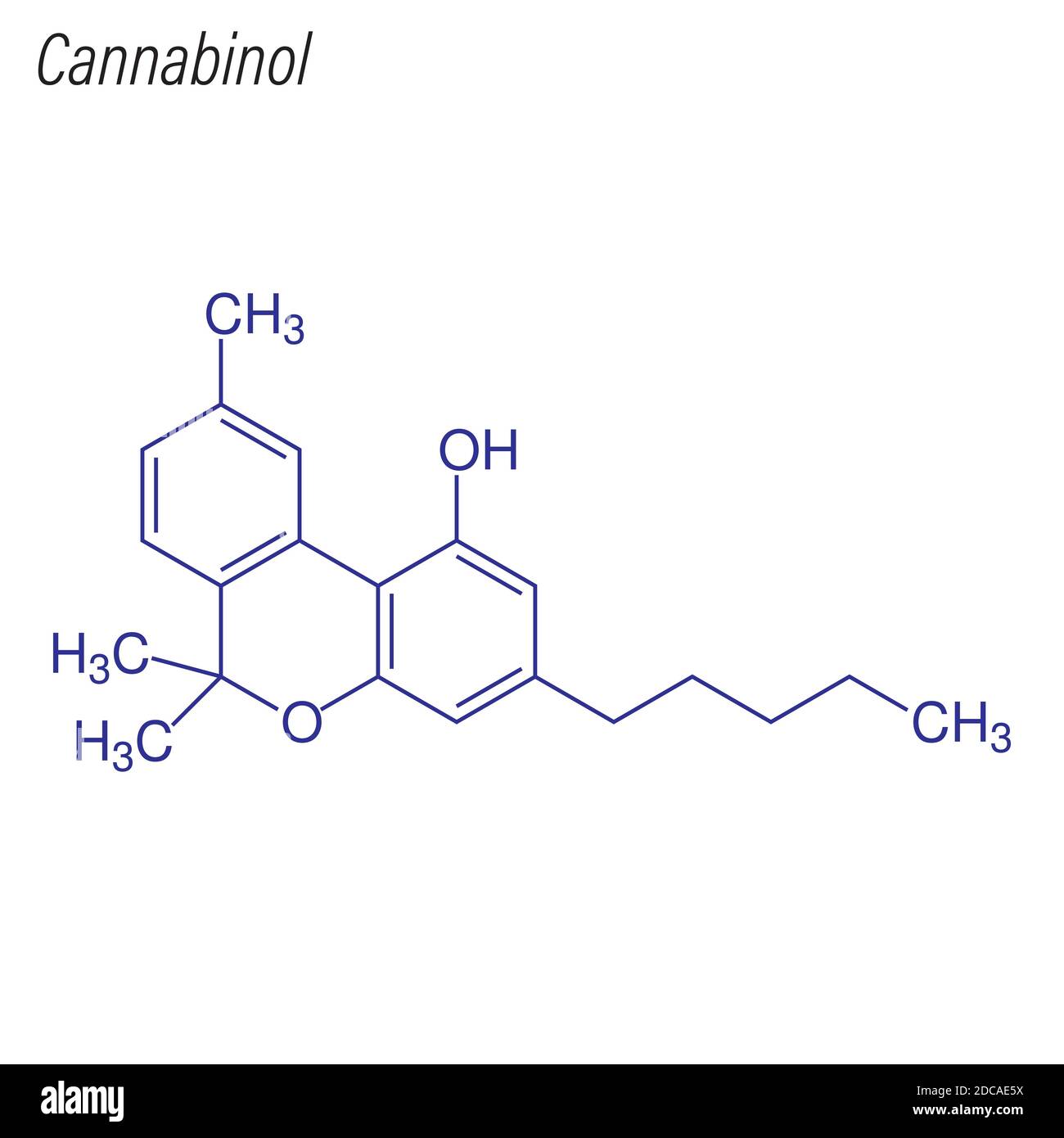 Skeletal Formula Of Cannabinol. Drug Chemical Molecule Stock Vector ...