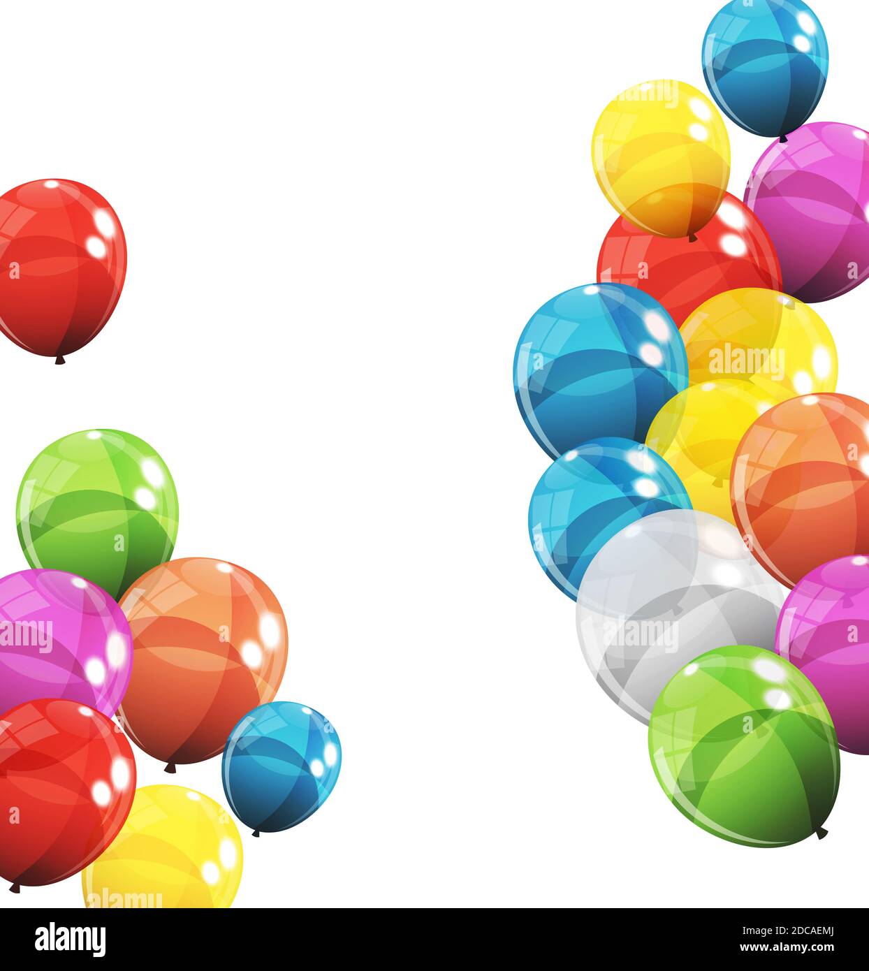 Group of Colour Glossy Helium Balloons Isolated on White Background ...