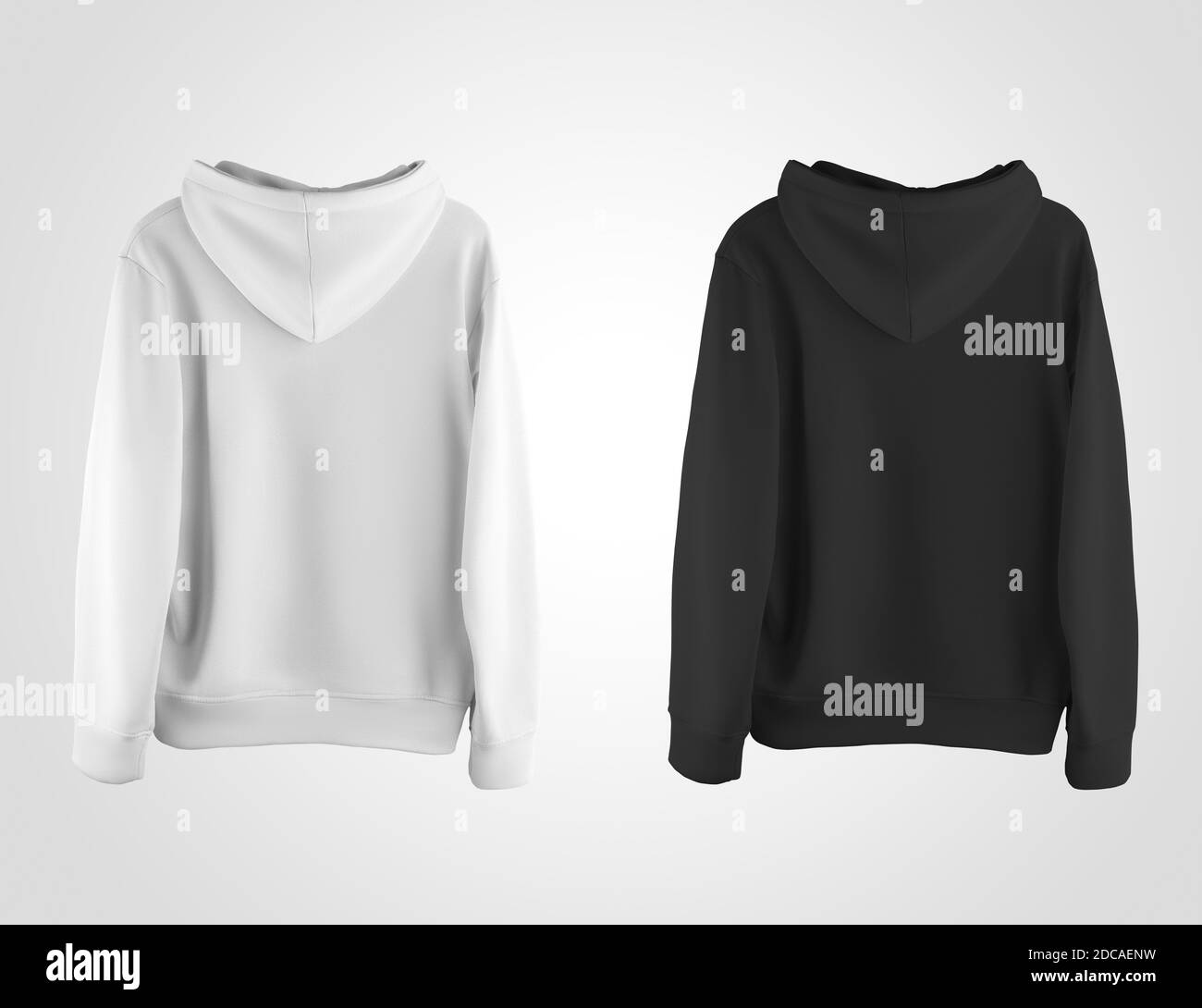 Blank white, black hoodie template, back view, isolated on In Blank Black Hoodie Template