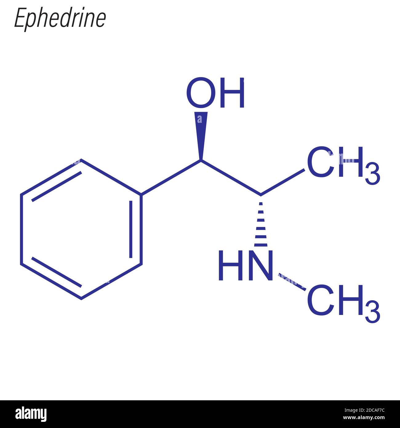 Skeletal formula of Ephedrine. Drug chemical molecule Stock Vector