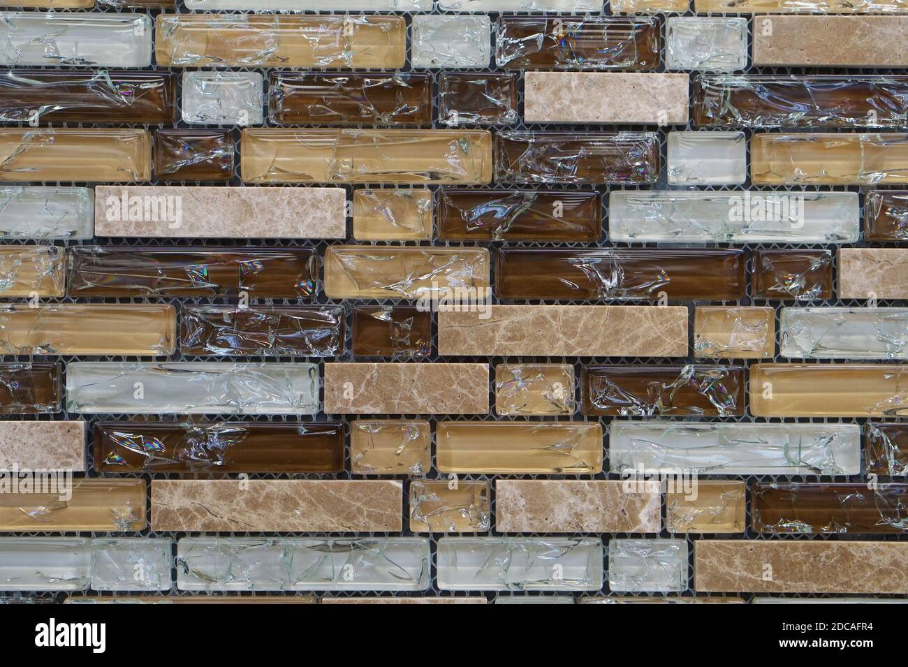 Many small glass rectangles for decorative wall cladding background