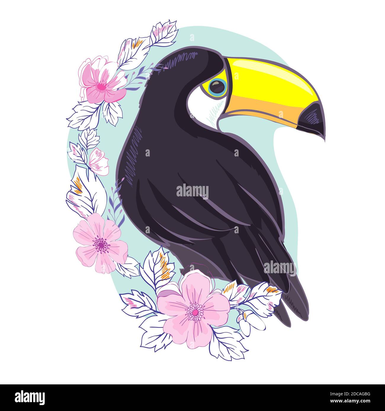A good illustration of a Toucan in vector format. Cute Toucan bird picture for children's clothing. Stock Photo