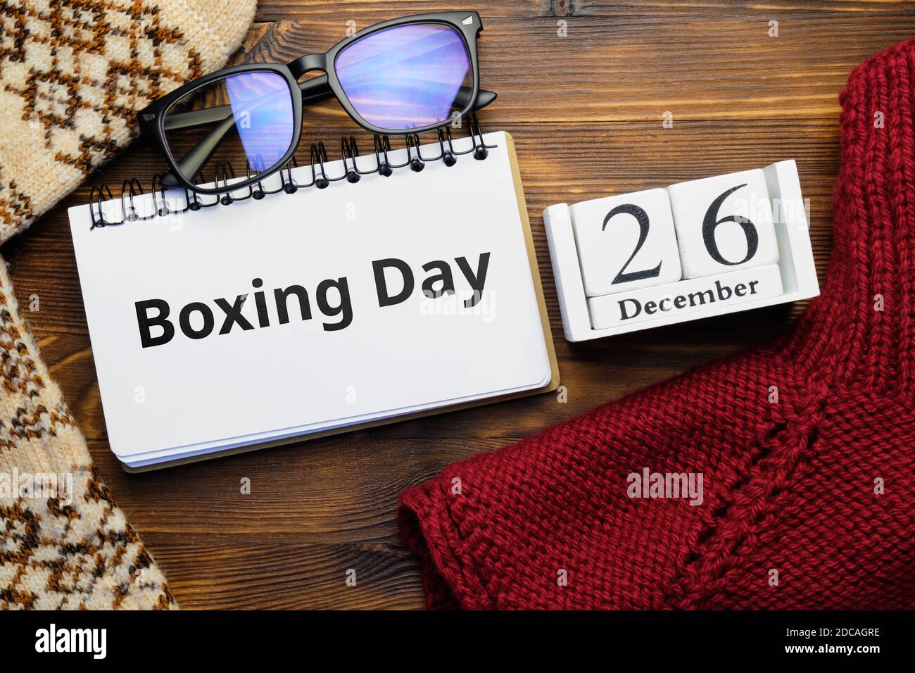 Boxing Day of winter month calendar december. Stock Photo