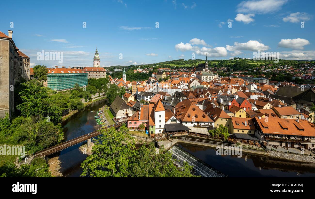 The State Castle and Cesky Krumlov in the South Bohemian district Stock Photo