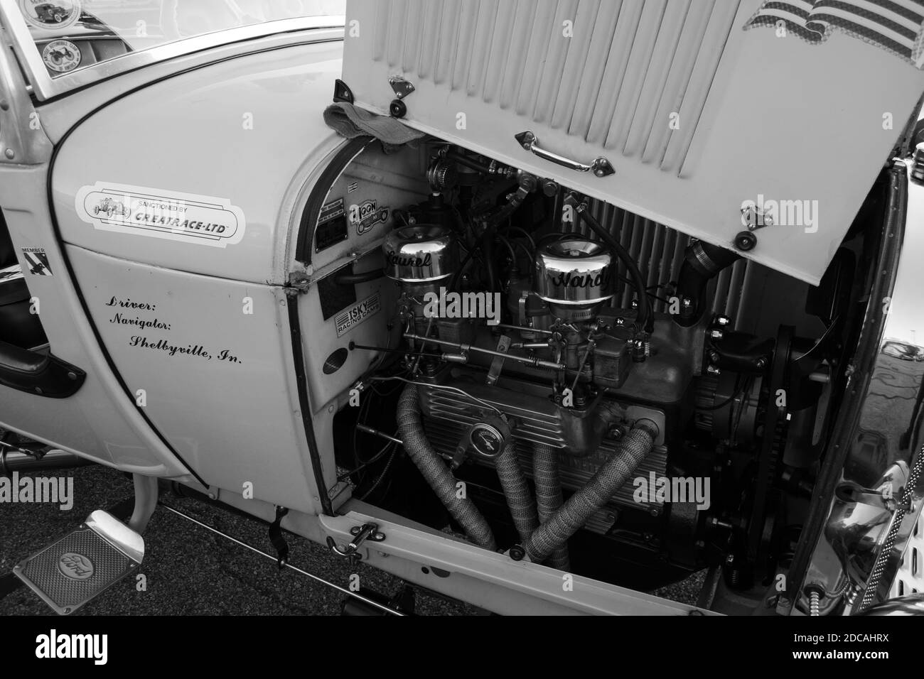 BOONTON, UNITED STATES - Sep 19, 2020: 1930's race car engine taking on 9/18/2020 Stock Photo