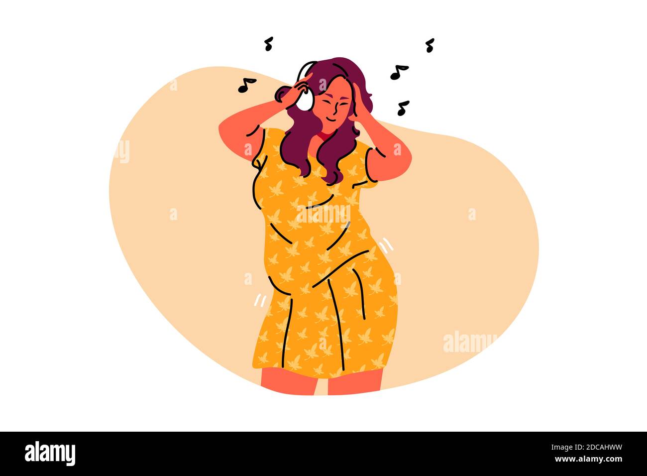 Dance, feminism, positivity, music, freedom concept. Young obese 