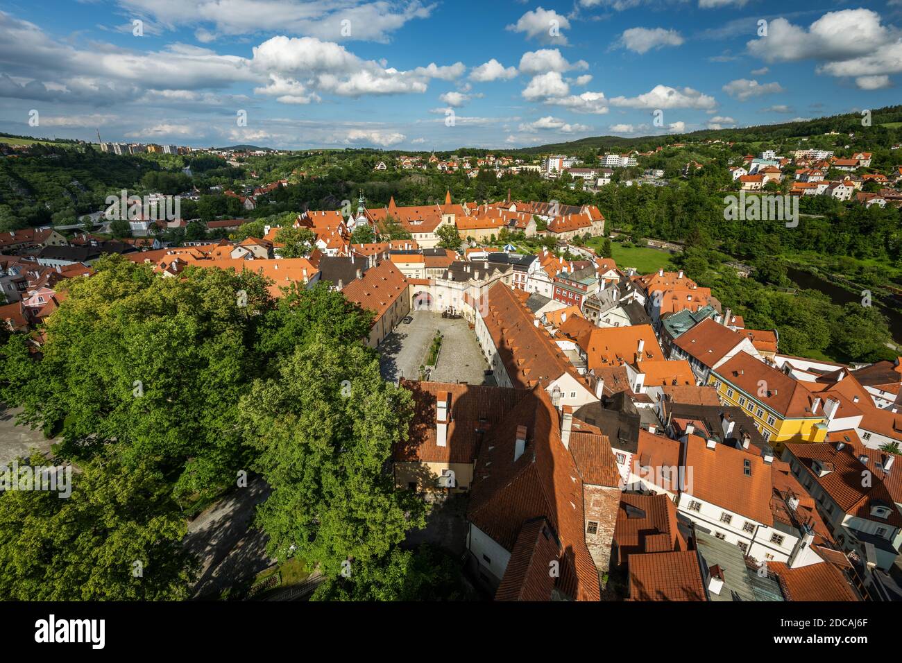 The State Castle and Cesky Krumlov in the South Bohemian district Stock Photo
