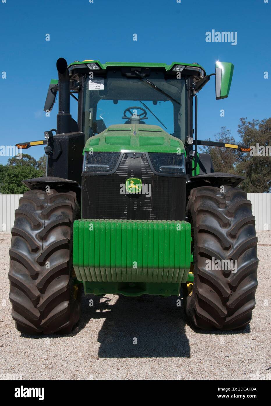 Agricultural equipment for sale at a dealership in Sea Lake, in the Mallee wheat-growing district of northwestern Victoria, Australia Stock Photo