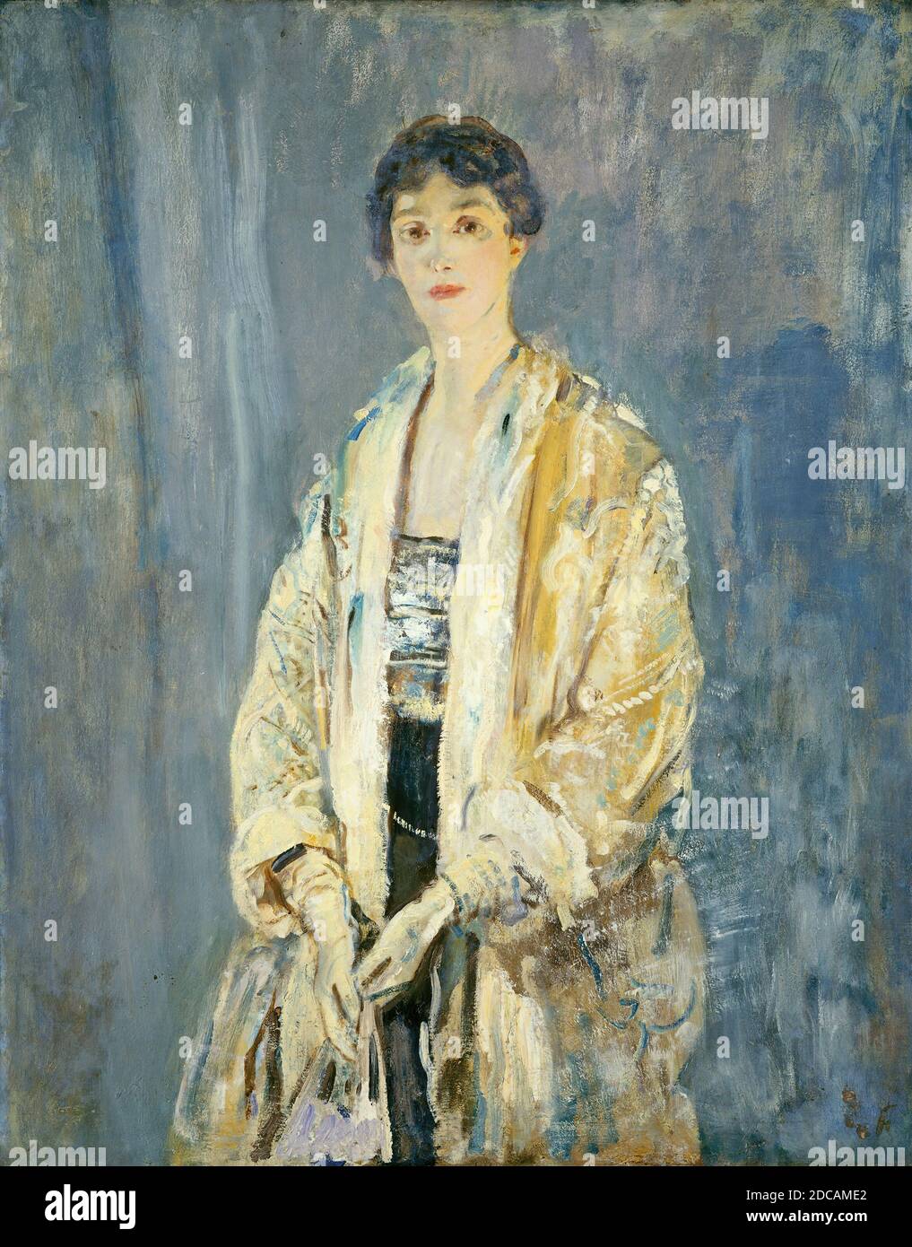 Ambrose McEvoy, (artist), British, 1878 - 1927, Mrs. Francis Howard, c. 1916/1918, oil on canvas, overall: 127 x 101.5 cm (50 x 39 15/16 in.), framed: 143.2 x 117.5 x 4.4 cm (56 3/8 x 46 1/4 x 1 3/4 in Stock Photo