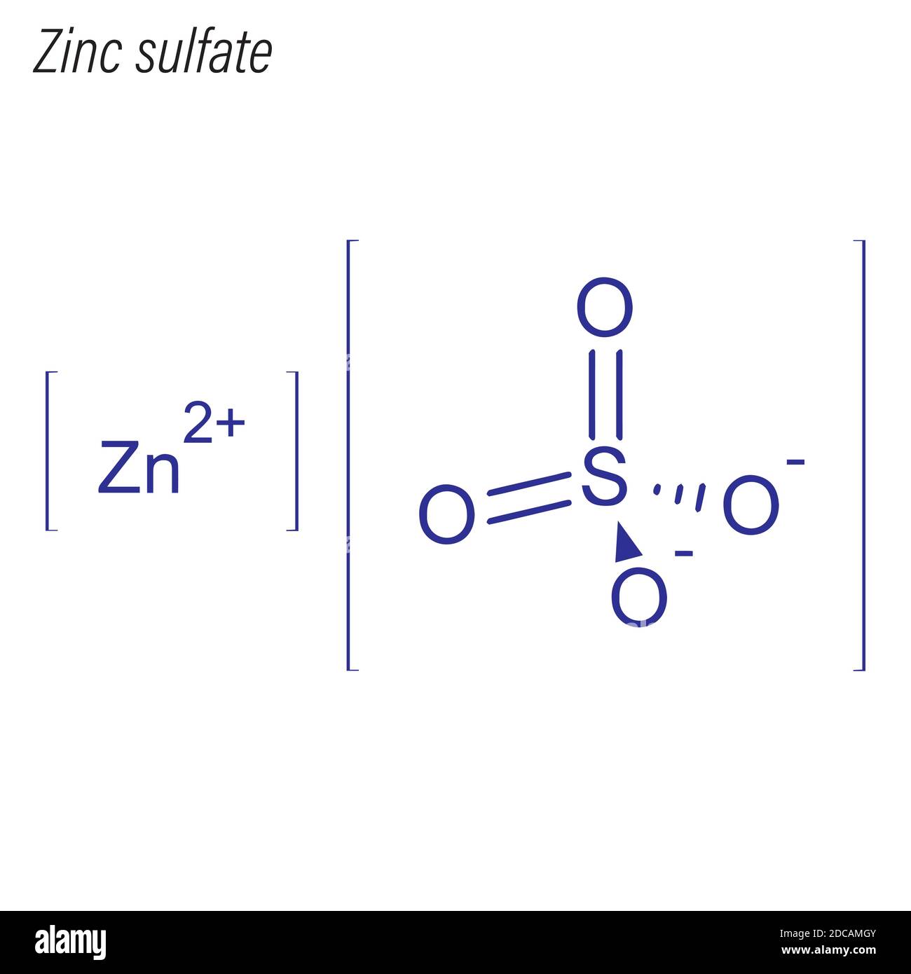 Skeletal formula of Zinc sulfate. Drug chemical molecule Stock Vector