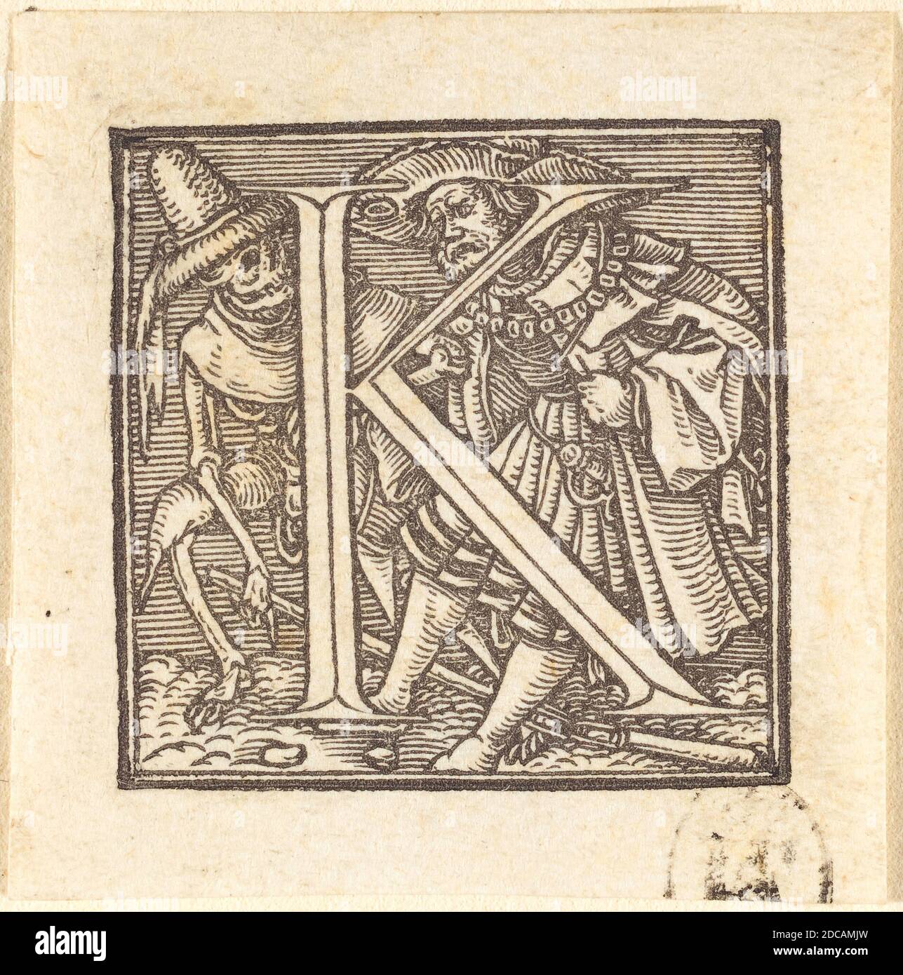 Hans Holbein the Younger, (artist), German, 1497/1498 - 1543, Letter K, Alphabet of Death, (series), woodcut Stock Photo