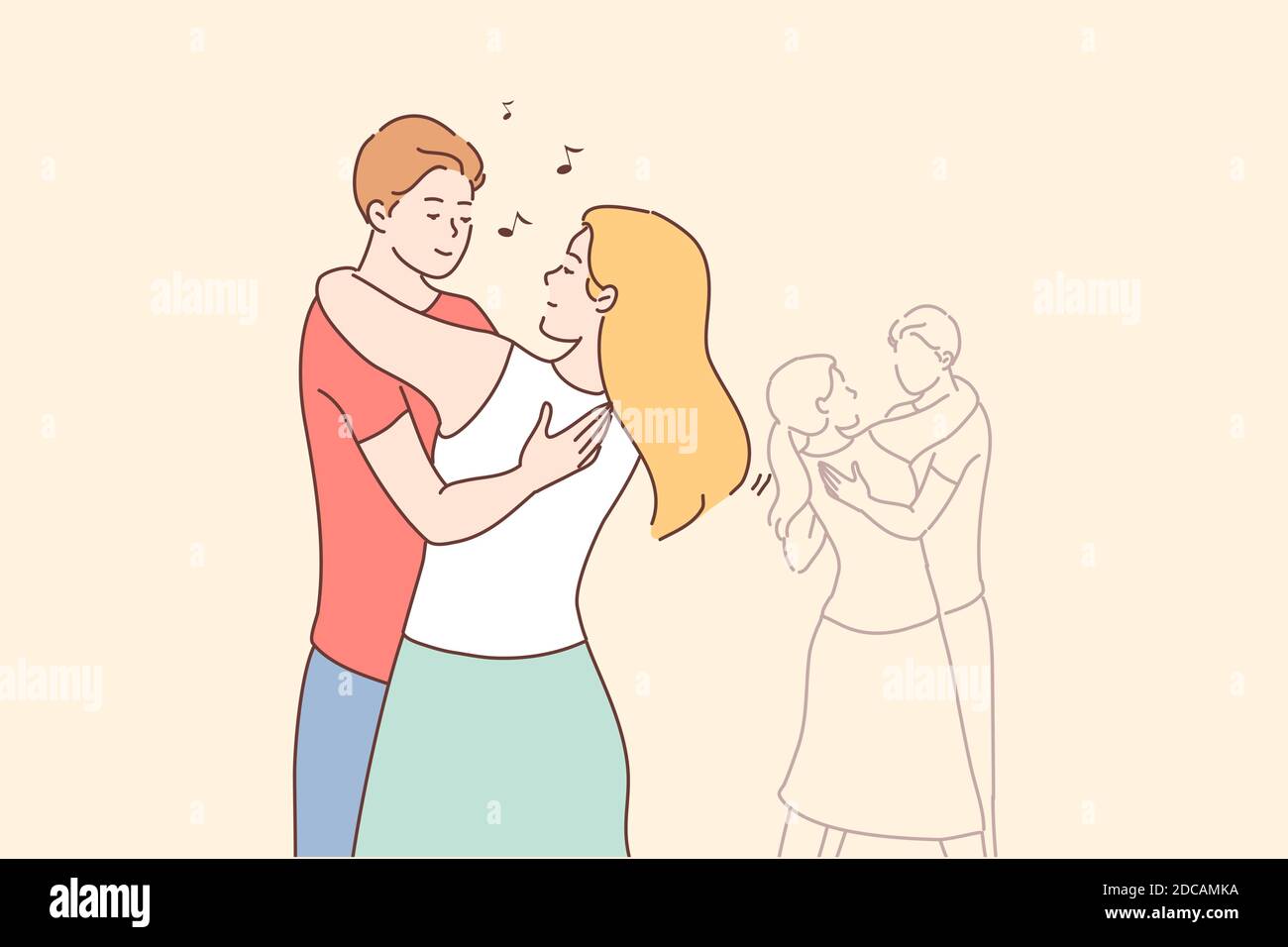 Young man woman dancing slow Stock Vector Images - Alamy