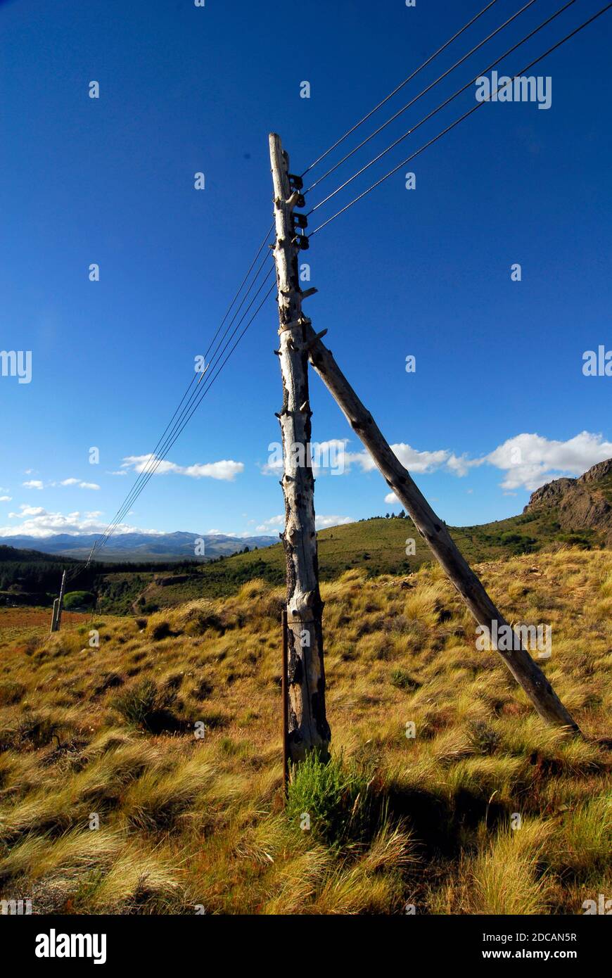 low voltage power grid and power lines in Patagonia, Argentina Stock