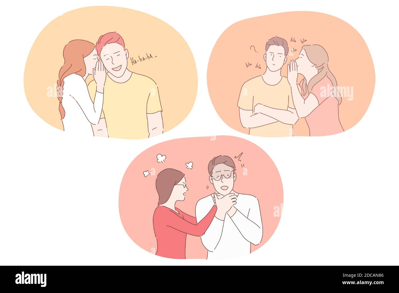 Love, hate and different emotions in couple relations concept. Young ...