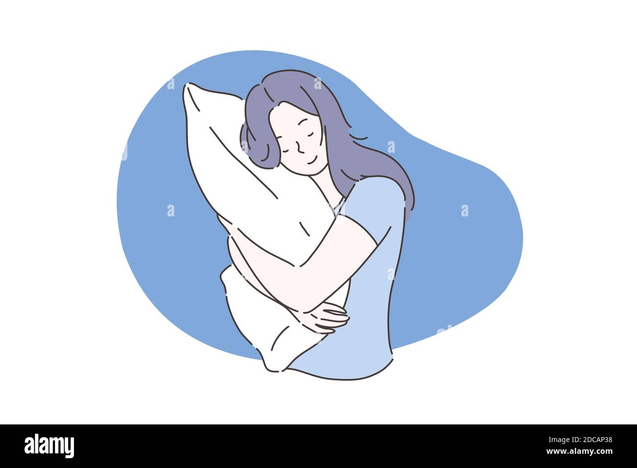 Premium Vector  Sleepy young woman leans on a soft pillow concept  illustration
