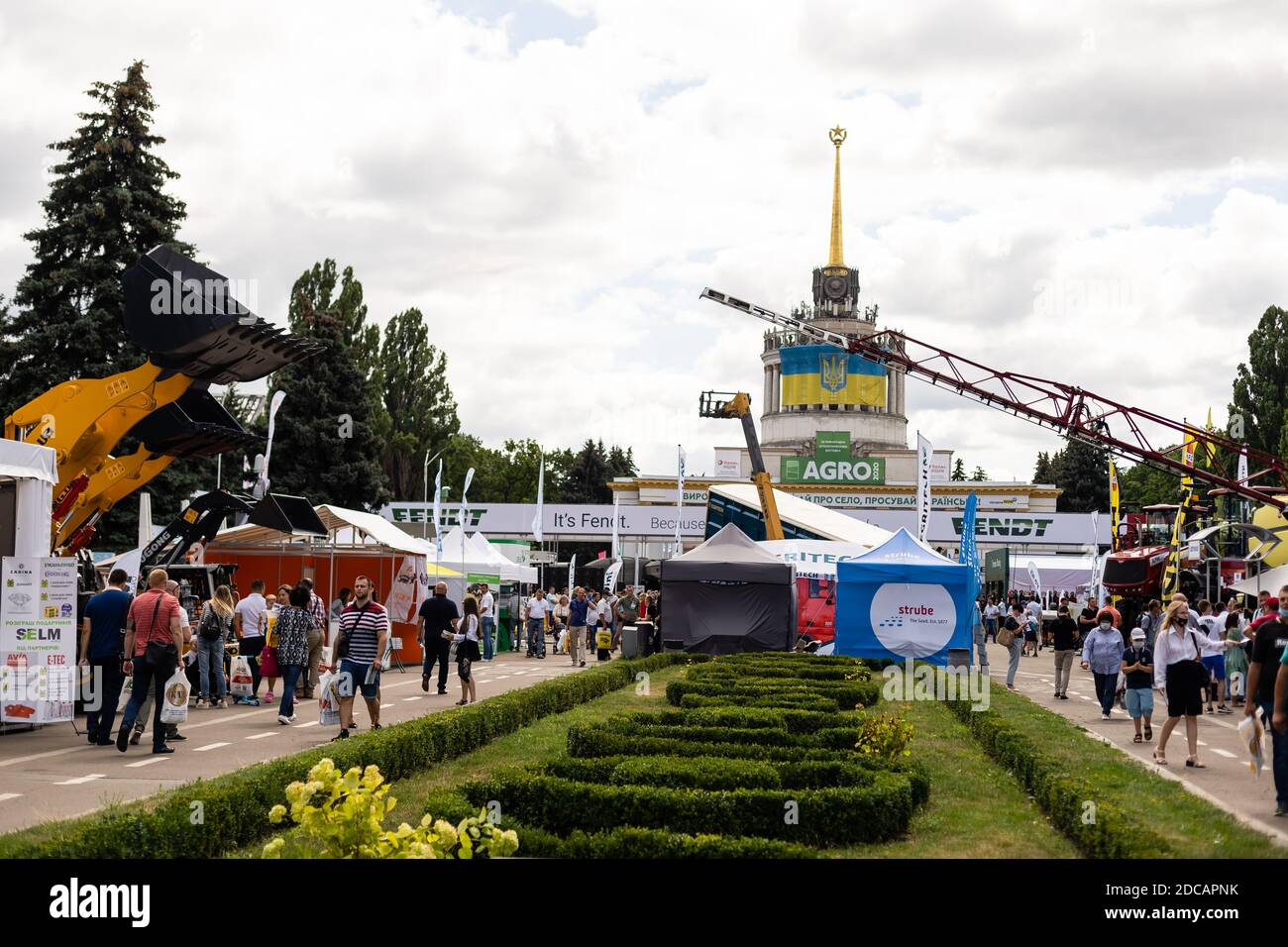 Kyiv, Ukraine - August 12, 2020: Exhibits International agro-industrial exhibition 'AGRO 2020'. Modern agricultural machinery exhibition. Stock Photo