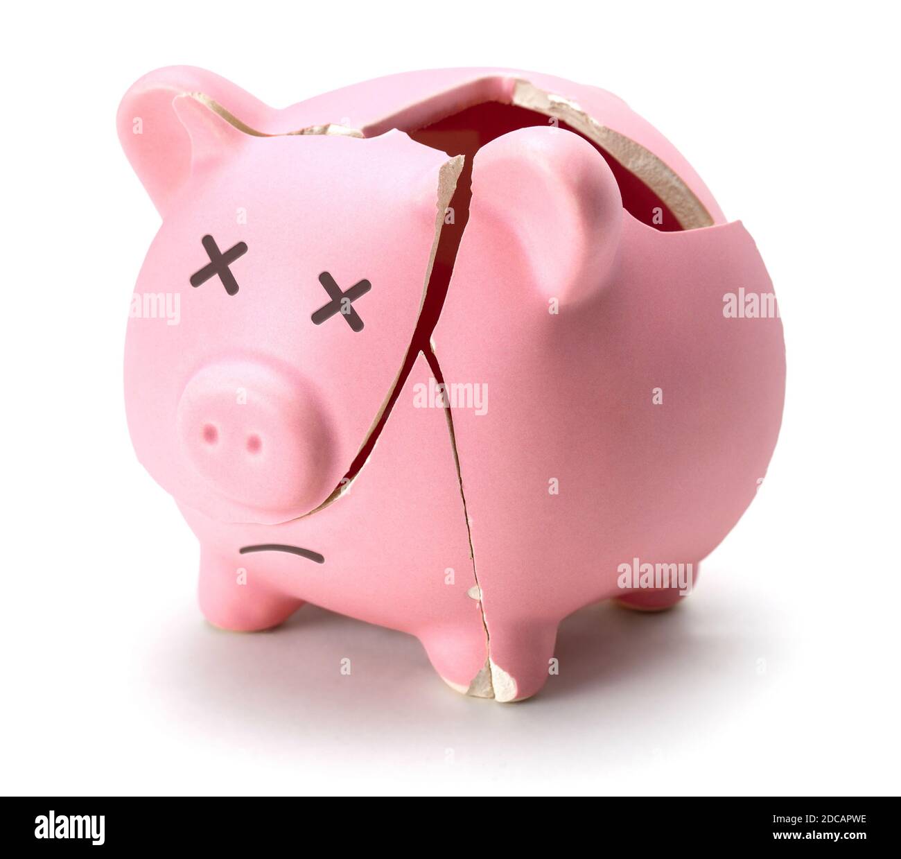 Broken piggy bank isolated on white background Stock Photo Alamy