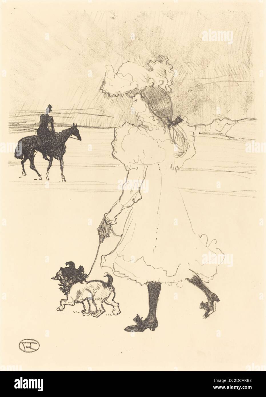Henri de Toulouse-Lautrec, (artist), French, 1864 - 1901, In the Woods (Au bois), 1899, lithograph in black on velin paper, sheet: 55.8 x 37.8 cm (21 15/16 x 14 7/8 in Stock Photo
