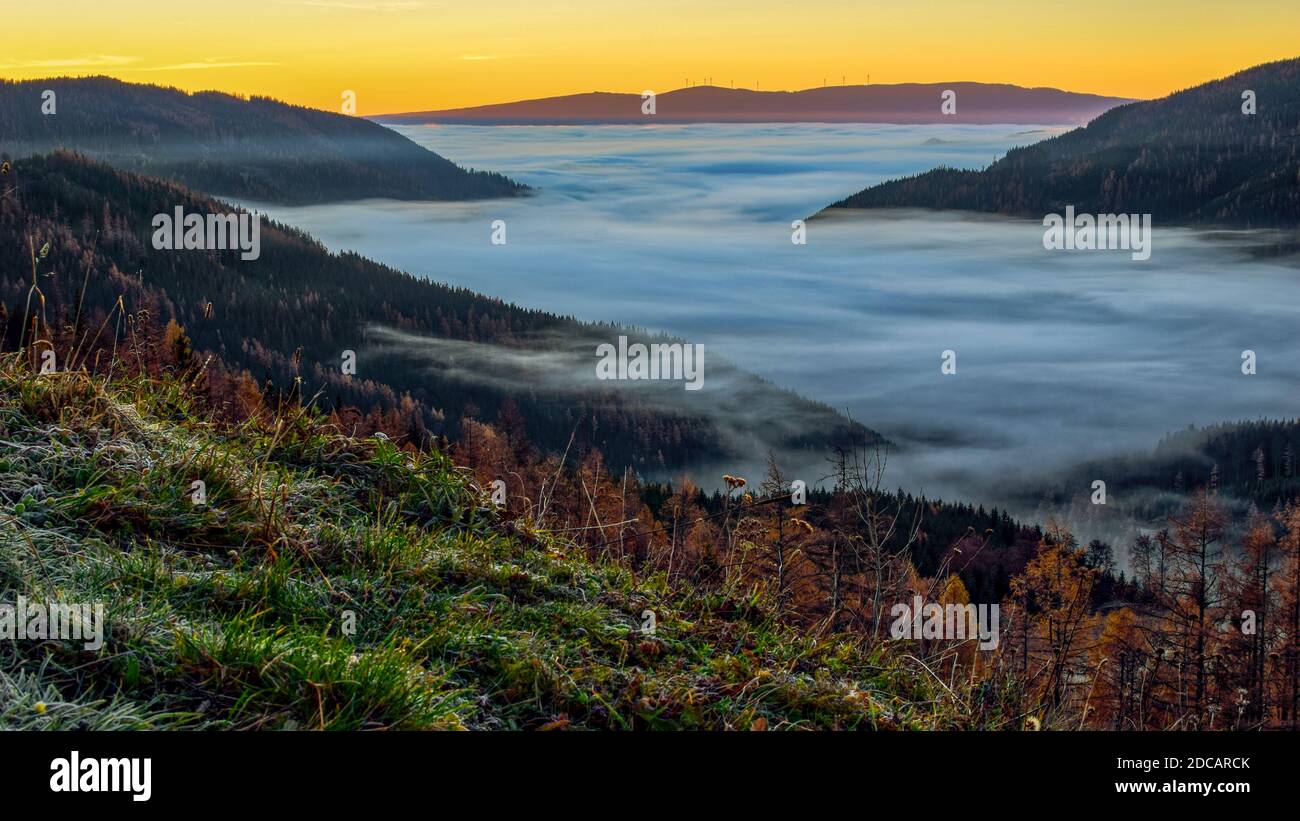landschaft, berg, himmel, abendrot, natur, sonnenaufgang, see, nebel, berg, cloud Stock Photo
