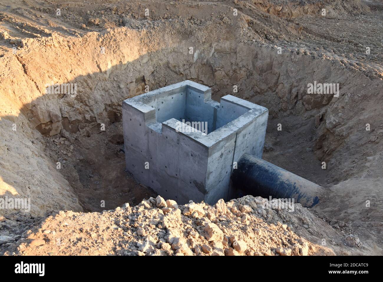 Construction of stormwater pits, sanitary sewer system distribution