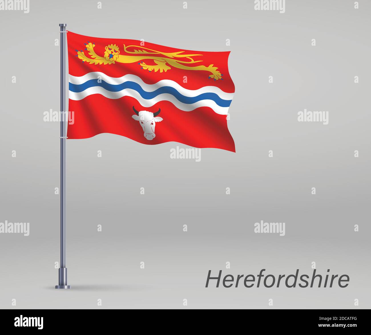 Waving Flag Of Herefordshire County Of England On Flagpole Template waving-flag-of-herefordshire-county-of-england-on-flagpole-template