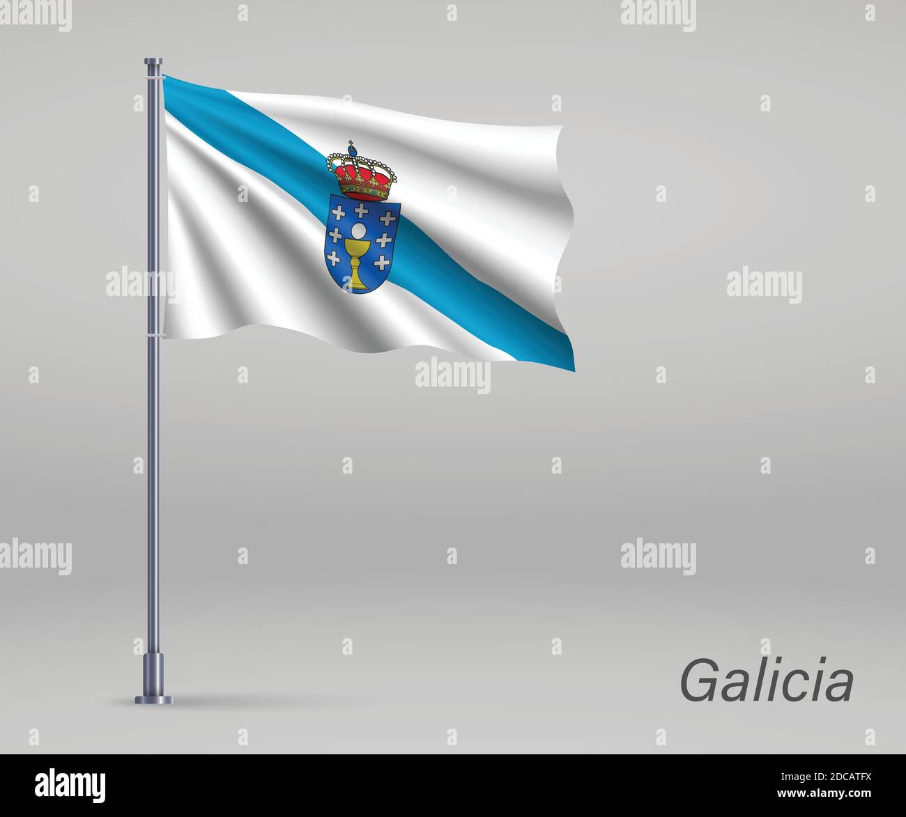 Waving Flag Of Galicia Region Of Spain On Flagpole Template For waving-flag-of-galicia-region-of-spain-on-flagpole-template-for