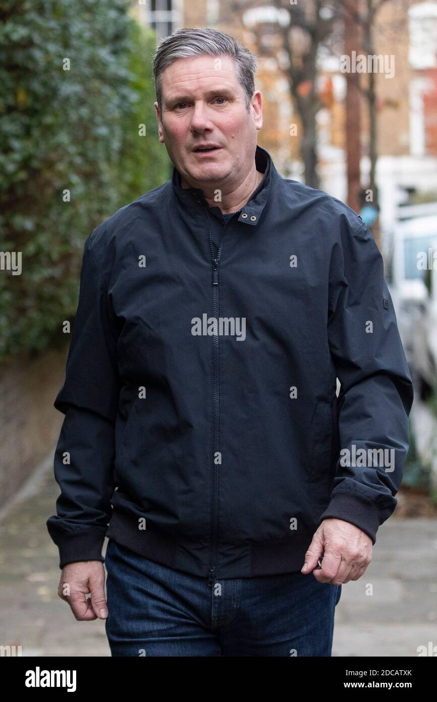 Labour Leader Sir Keir Starmer outside his North London Home this morning, the 20th of November 2020.   As news of Jeremy Corbyn Ally, Ian Lavery has Stock Photo