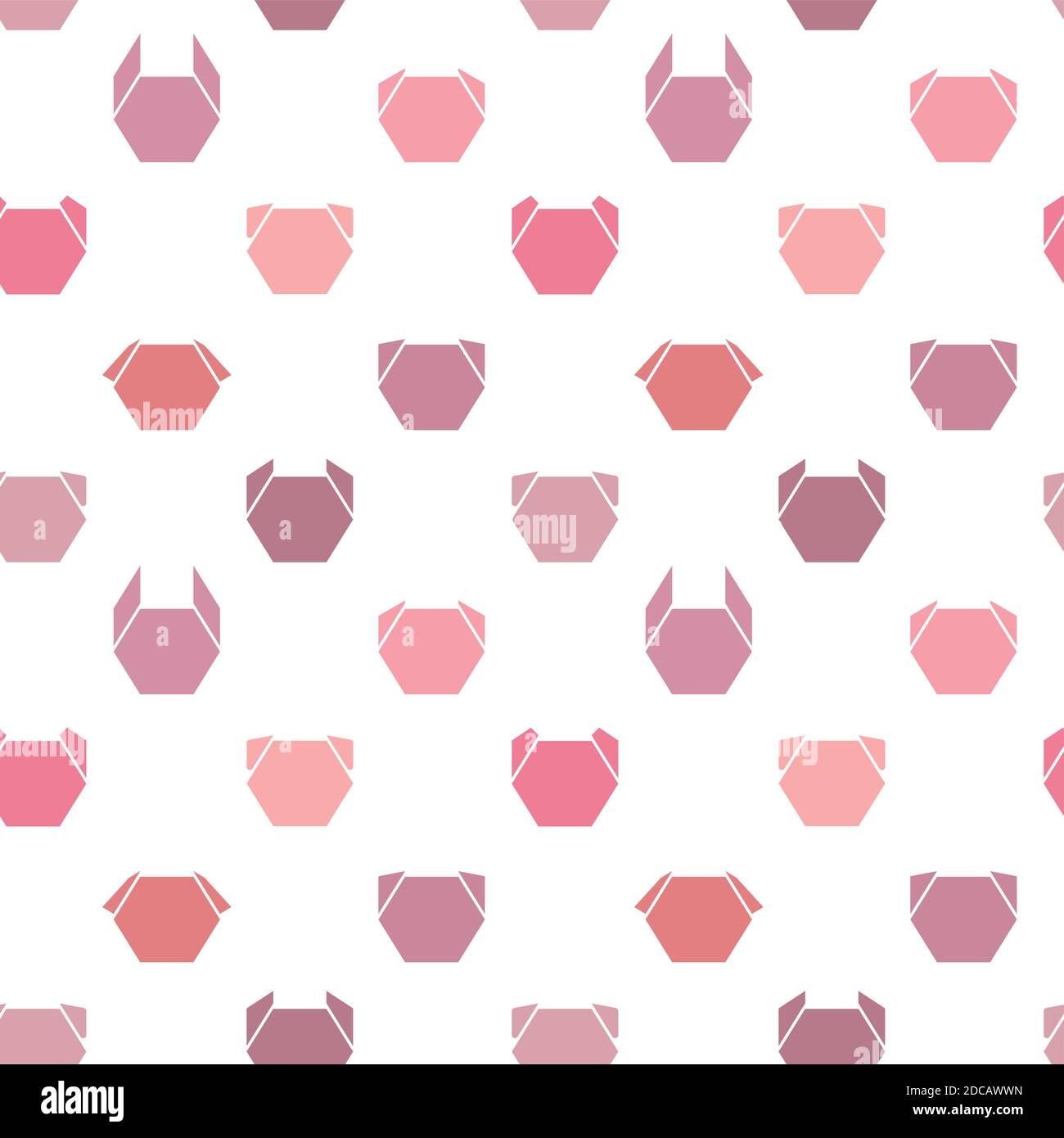 Vector seamless geometric pattern. Pink origami animal. Stock Vector