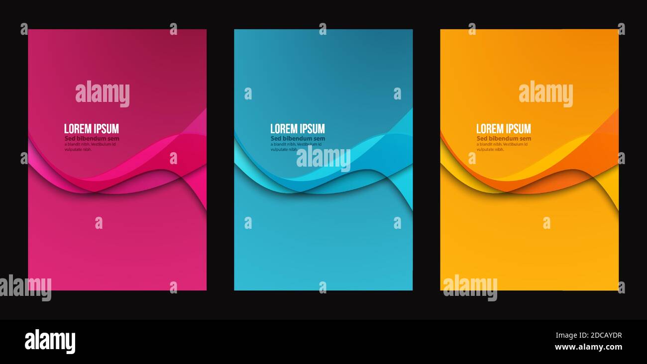 Abstract header blue pink orange wave vector design Stock Vector Image