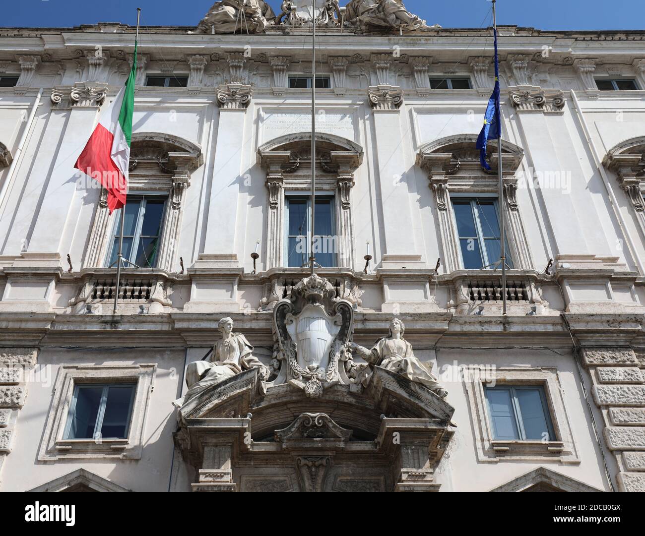 ROMA, RM, Italy - August 17, 2020: facade of Palace called PALAZZO CHIGI seat of government Stock Photo