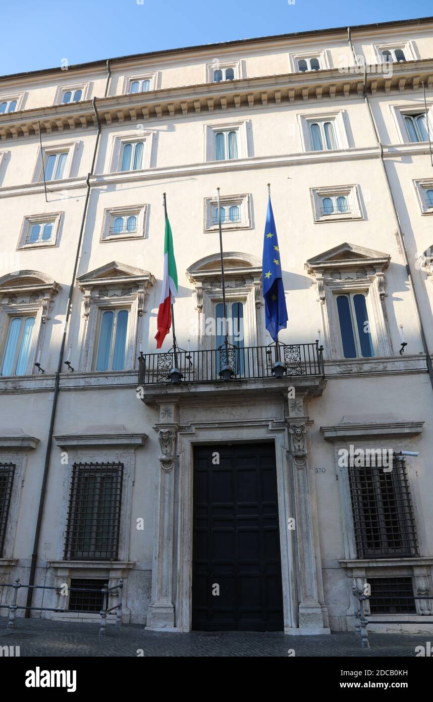 Rome, RM, Italy - March 3, 2019: Chigi Palace seat of the Italian Government in ROMA Stock Photo
