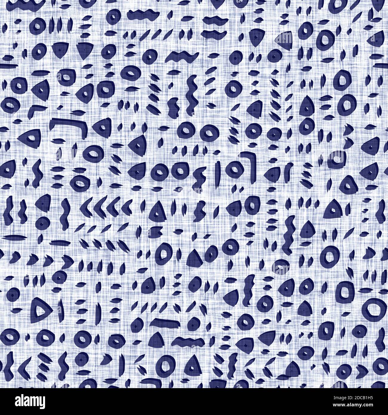 Seamless indigo block print texture. Navy blue woven cotton dyed effect ...