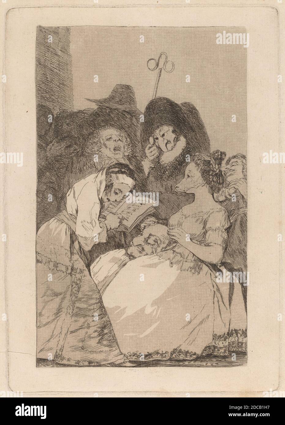 Francisco de Goya, (artist), Spanish, 1746 - 1828, La filiacion (The Filiation), Los Caprichos (plate 57), (series), in or before 1799, etching and aquatint, plate: 21.6 × 15.2 cm (8 1/2 × 6 in.), sheet: 26.4 × 20 cm (10 3/8 × 7 7/8 in Stock Photo