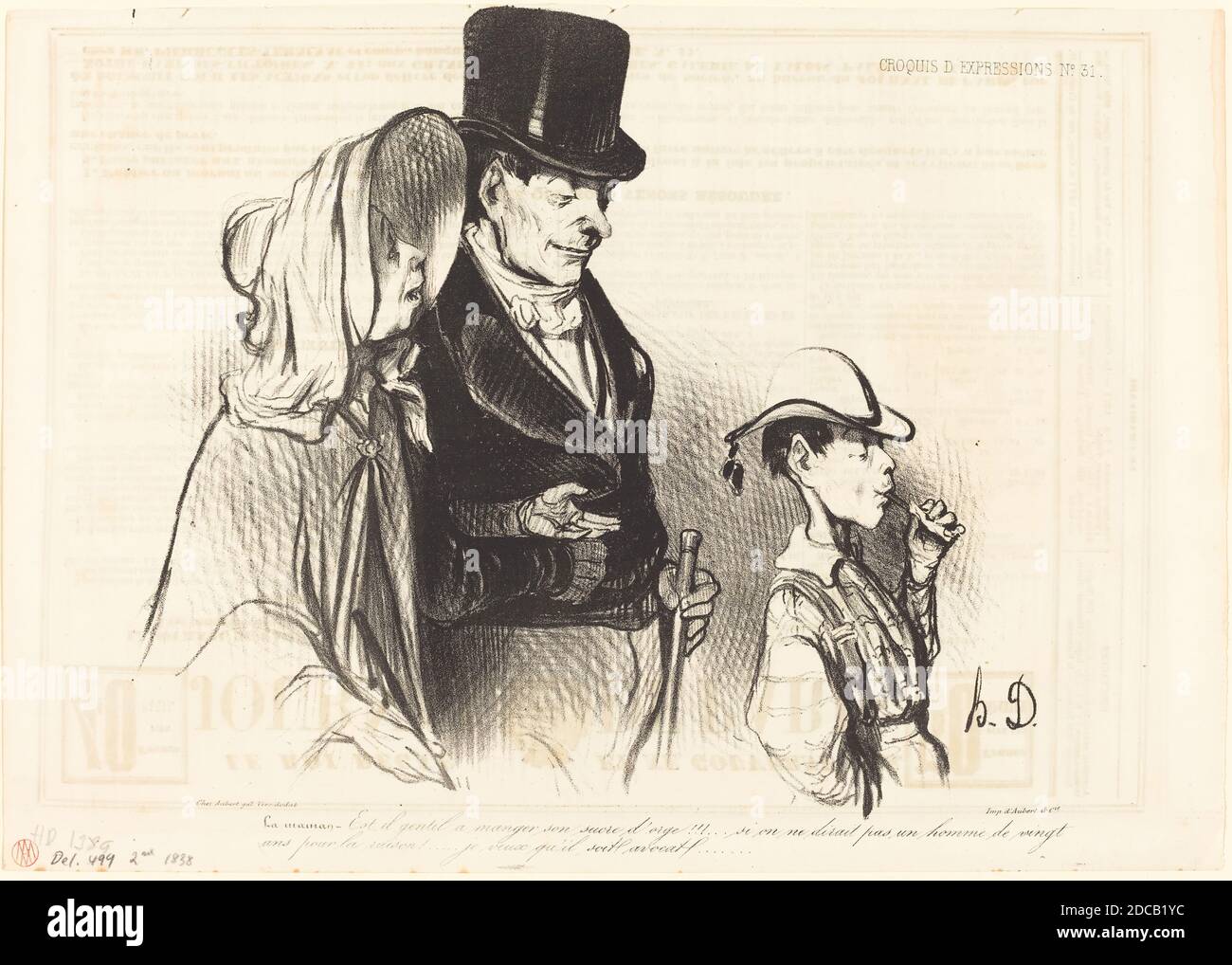 Honoré Daumier, (artist), French, 1808 - 1879, La Maman - Est-il gentil a  manger son sucre d'orge!..., Croquis d'expressions: pl.31, (series), 1838,  lithograph on newsprint Stock Photo - Alamy