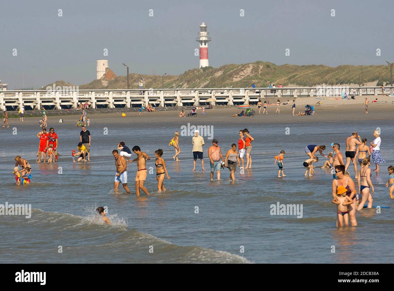 mass tourism at North Sea, Belgium, Westflandern , Nieuwpoort Stock Photo