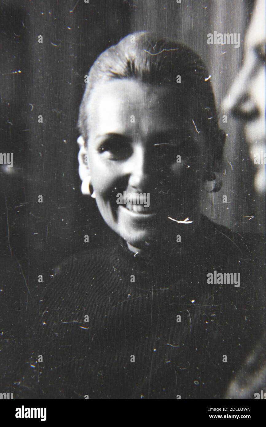 Fine 1970s vintage black and white photography of a head shot of a ...