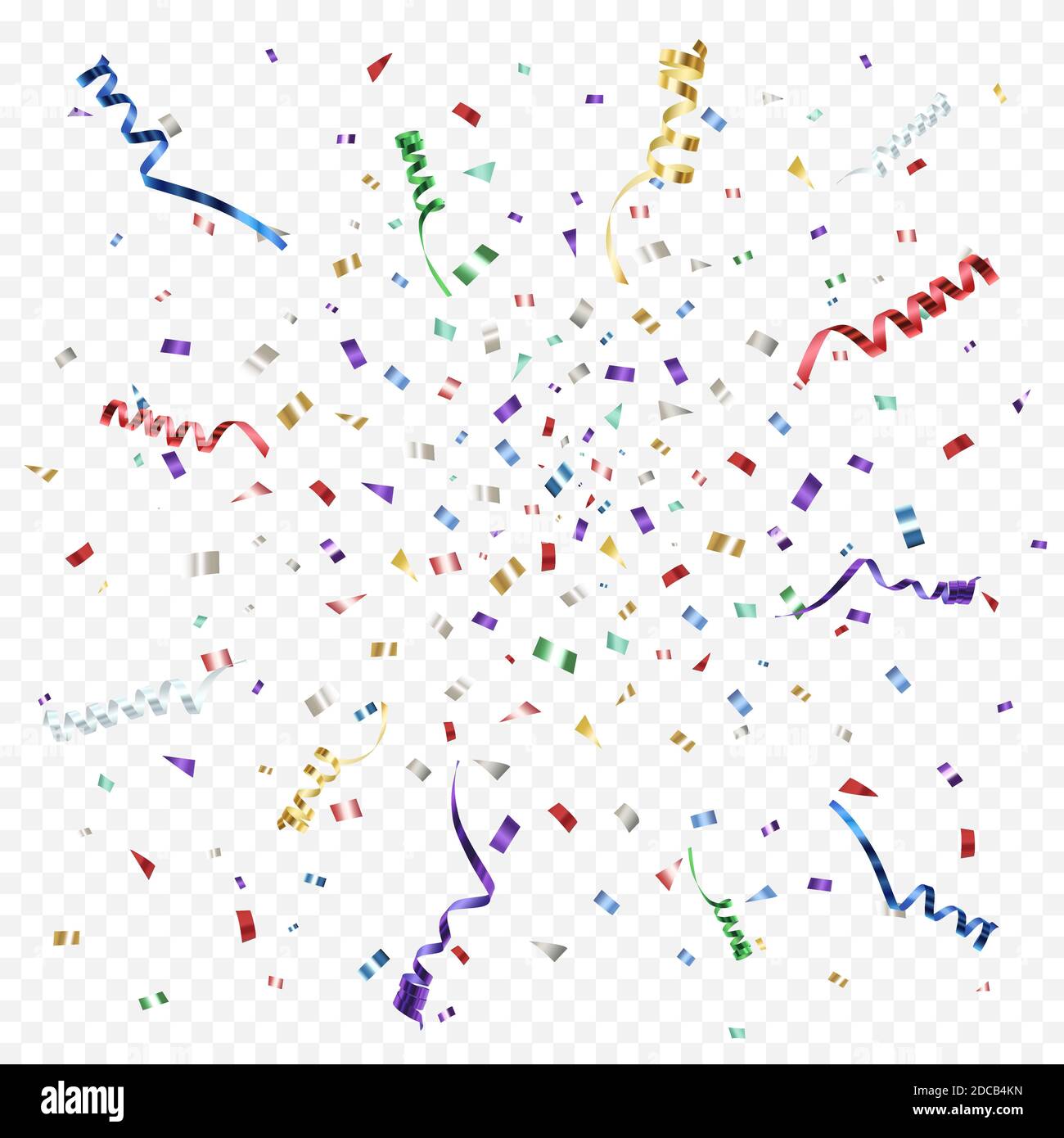 Colorful abstract design with ribbons and confetti. Stock Vector
