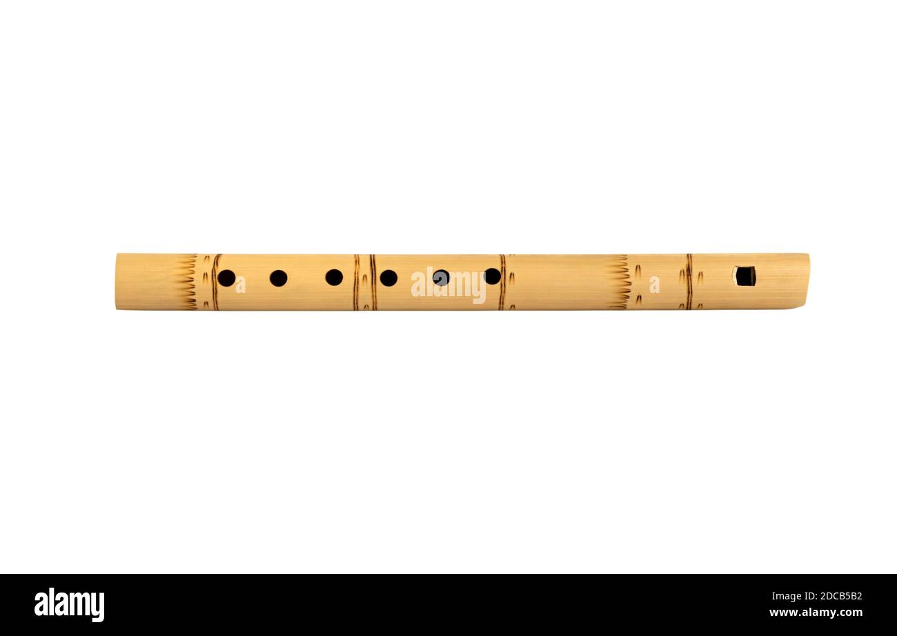 Peruvian flute isolated on white background. South American national musical instrument. A folk musical instrument of the Indians. Ken's whistle flute Stock Photo