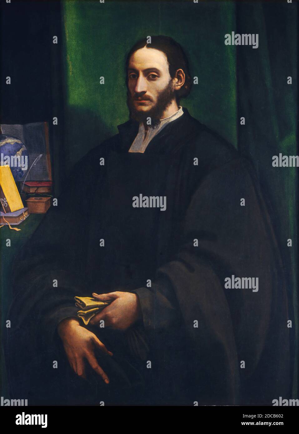 Sebastiano del Piombo, (artist), Venetian, 1485 - 1547, Portrait of a Humanist, c. 1520, oil on panel transferred to hardboard, overall: 134.7 x 101 x 3.5 cm (53 1/16 x 39 3/4 x 1 3/8 in.), framed: 171.8 x 139.4 x 10.2 cm (67 5/8 x 54 7/8 x 4 in Stock Photo