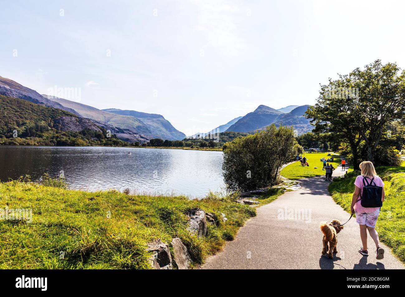 Llanberis in the Snowdonia National Park, northern shore of Llyn Padarn in north Wales in the Snowdonia National Park, Llyn Padarn, lake, Llanberis Stock Photo