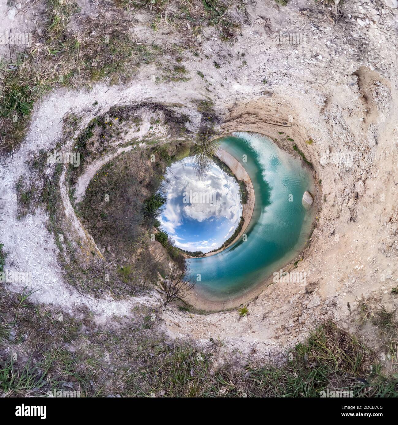 Blue little planet. Inversion of tiny planet transformation of ...