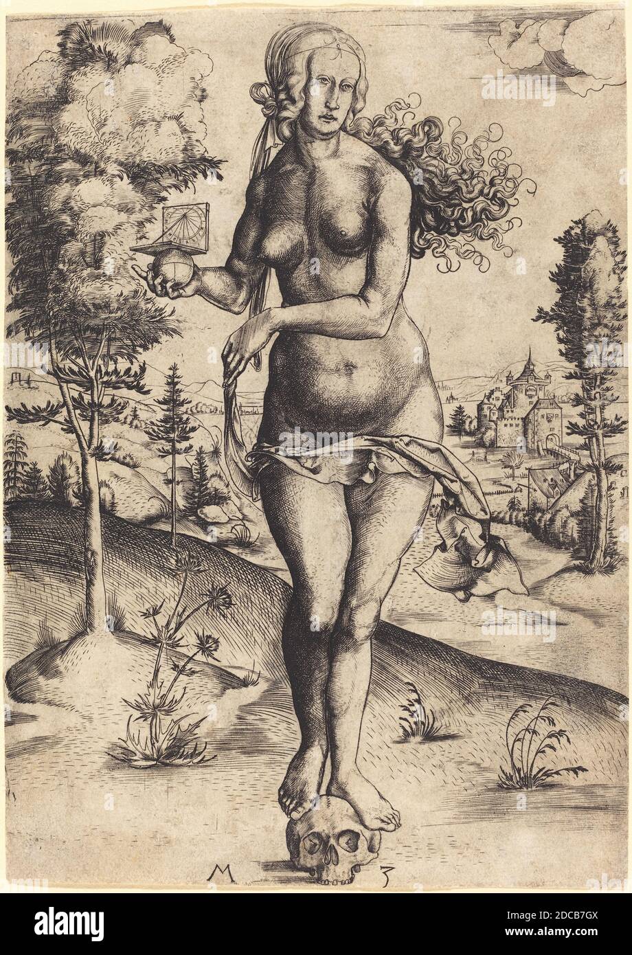 Master MZ, (artist), German, active c. 1500, Memento Mori, c. 1500/1502, engraving Stock Photo