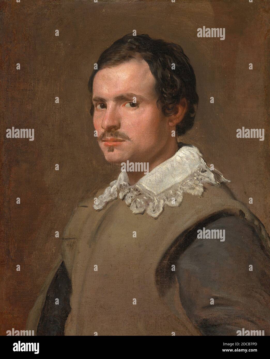 Anonymous Artist, (painter), Diego Velázquez, (related artist), Spanish, 1599 - 1660, Portrait of a Young Man, c. 1650, oil on canvas, overall: 59.5 x 47.8 cm (23 7/16 x 18 13/16 in.), framed: 87.15 x 75.25 cm (34 5/16 x 29 5/8 in Stock Photo
